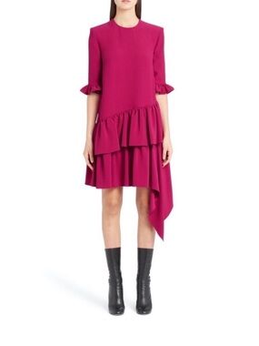 Alexander McQueen asymmetric dress in orchid pink. NWT.